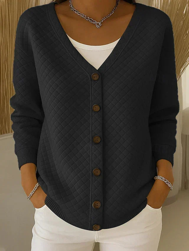 Damen Gesteppter Cardigan Mit Knopfleiste