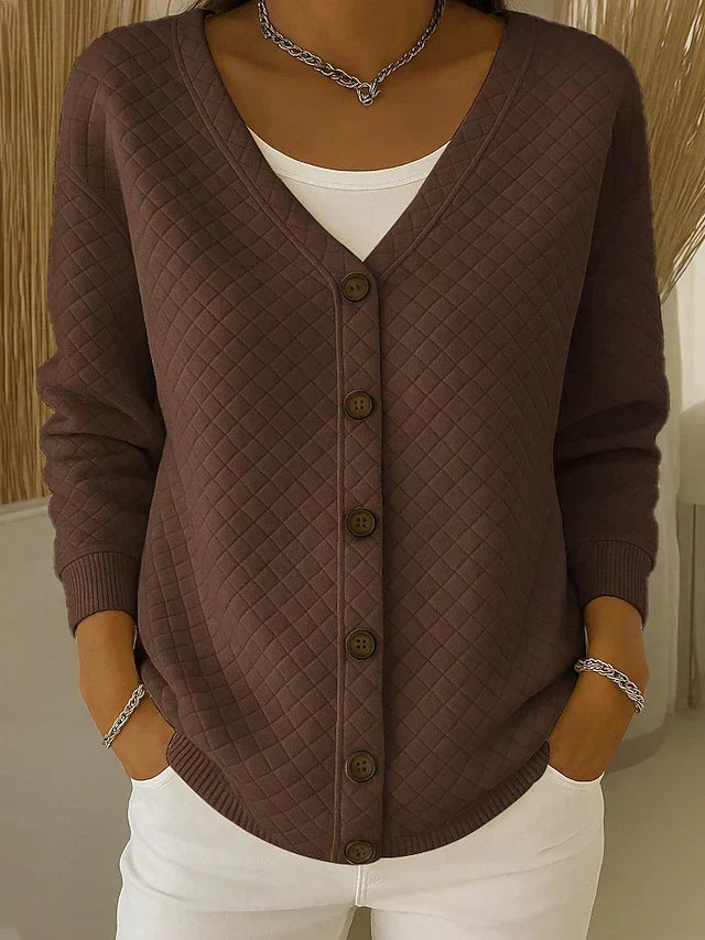 Damen Gesteppter Cardigan Mit Knopfleiste