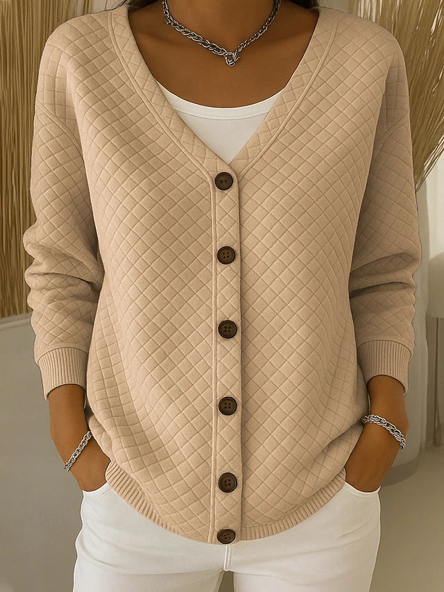Damen Gesteppter Cardigan Mit Knopfleiste