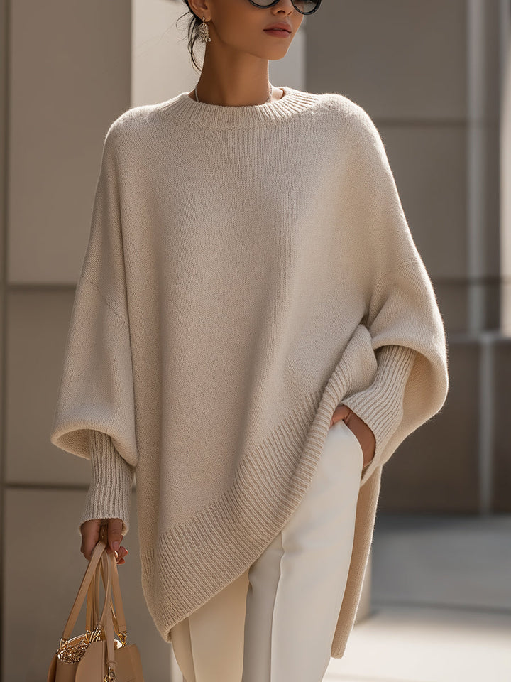 Damen Locker Fallender Strickpullover