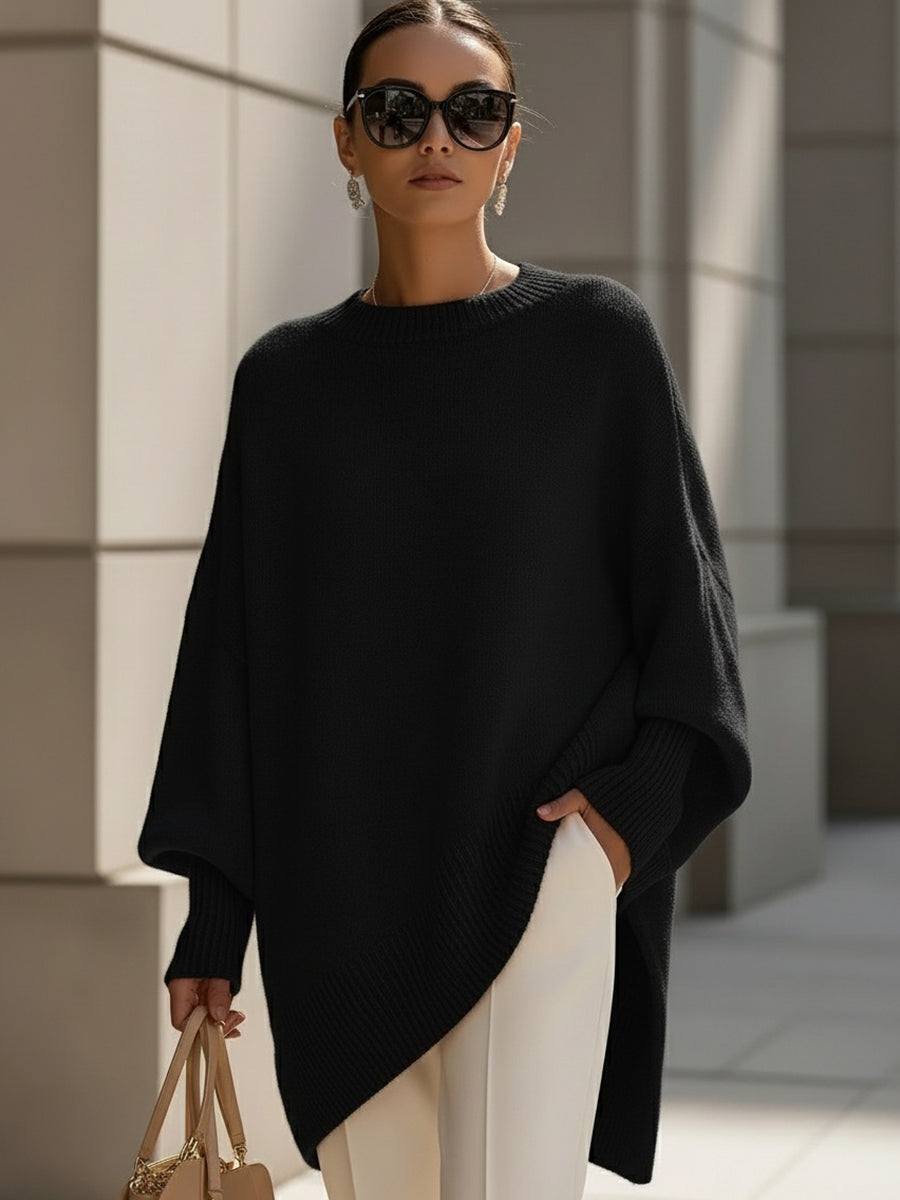 Damen Locker Fallender Strickpullover