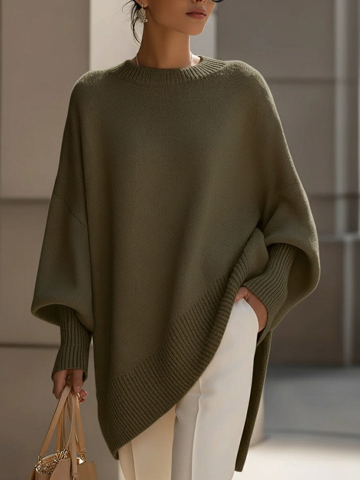 Damen Locker Fallender Strickpullover