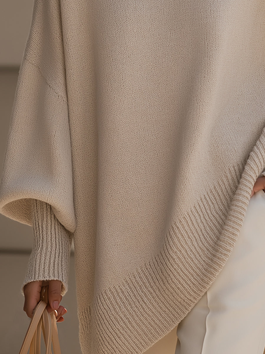 Damen Locker Fallender Strickpullover