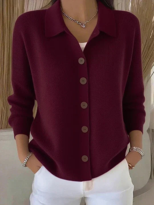 Damen Mit Kragen Und Knopfleiste Cardigan