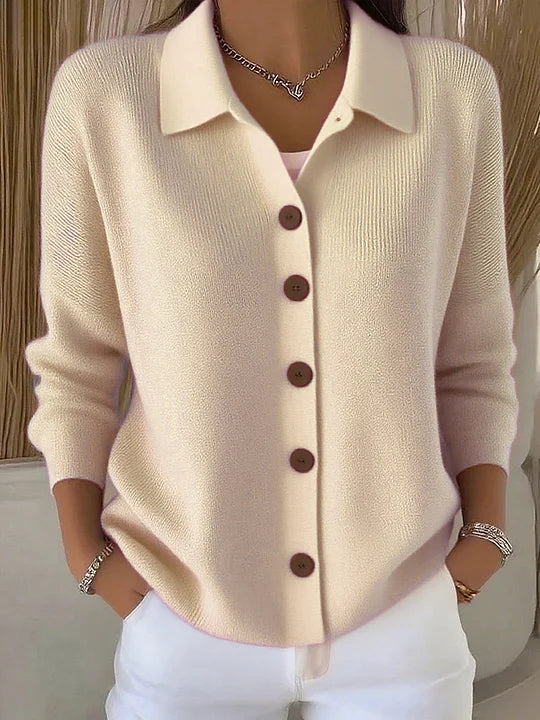 Damen Mit Kragen Und Knopfleiste Cardigan