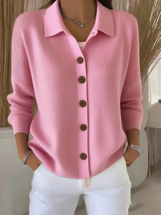 Damen Mit Kragen Und Knopfleiste Cardigan
