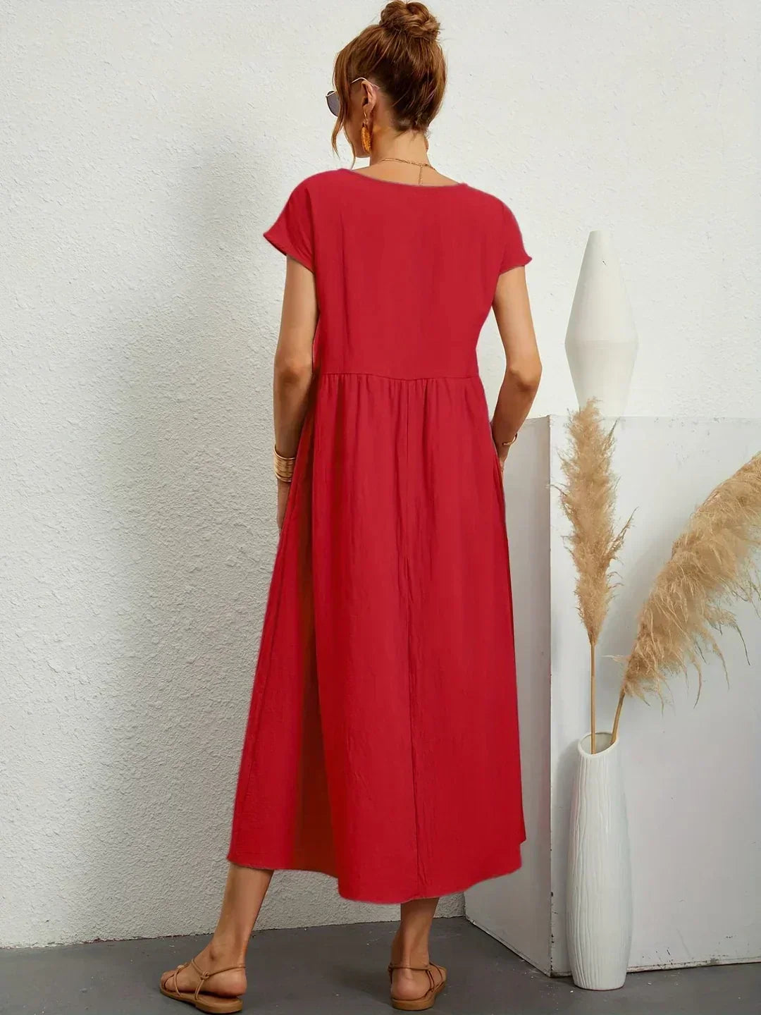 Damen Fliessendes Elegantes Midi Kleid