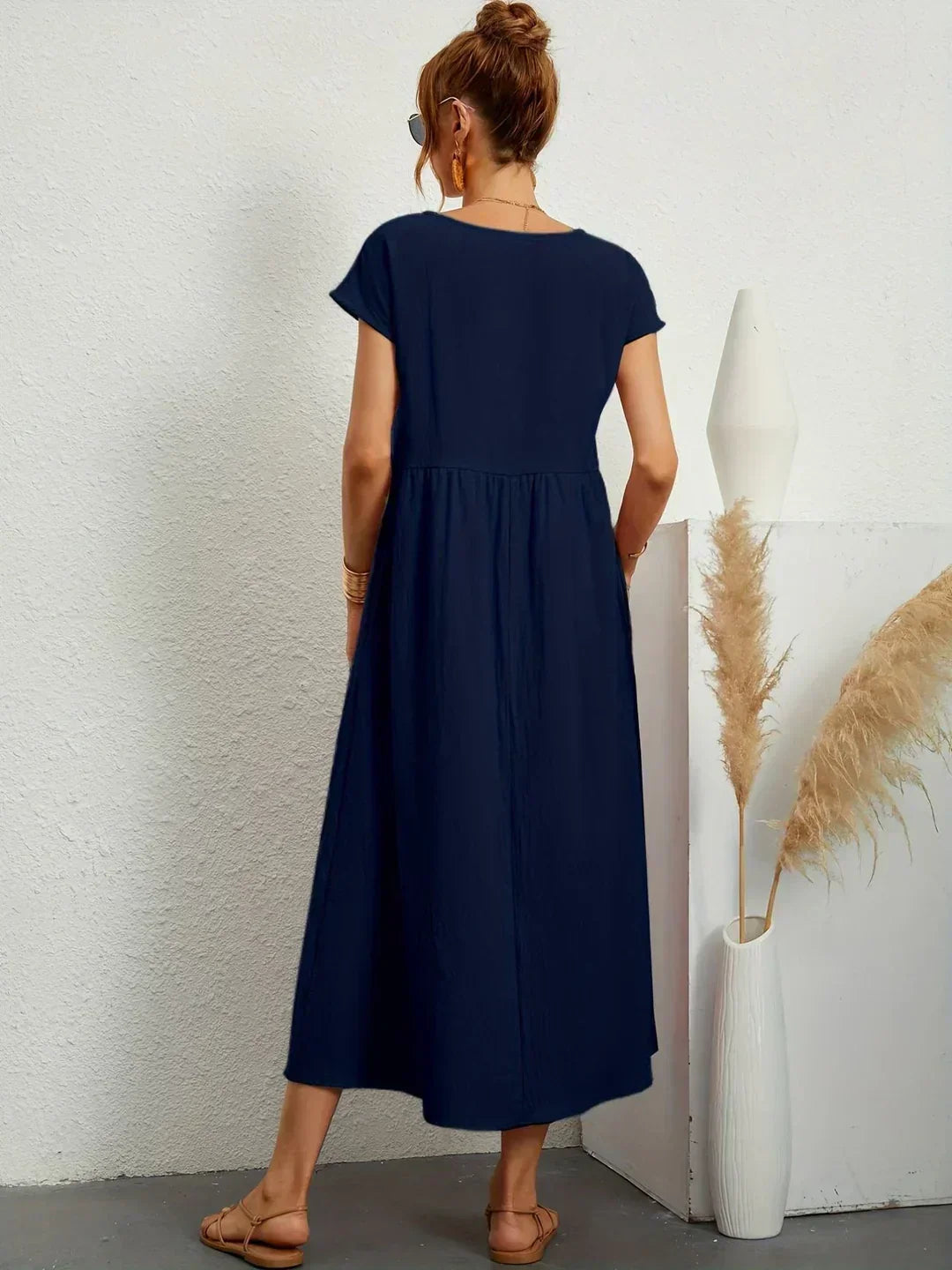 Damen Fliessendes Elegantes Midi Kleid