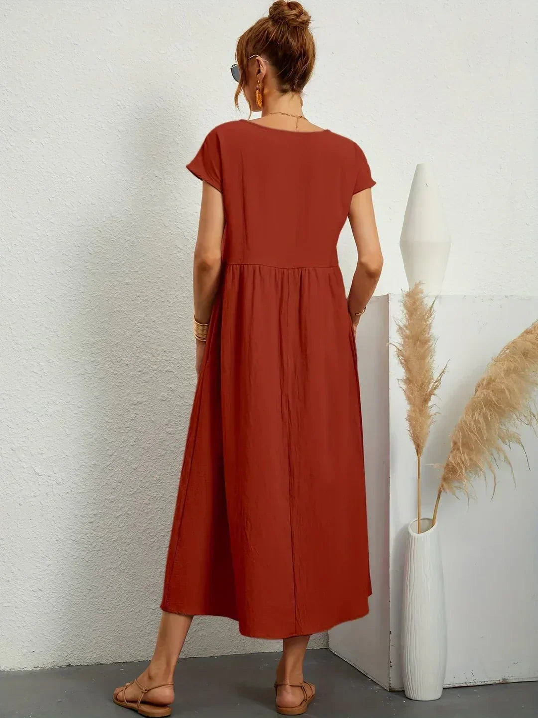 Damen Fliessendes Elegantes Midi Kleid