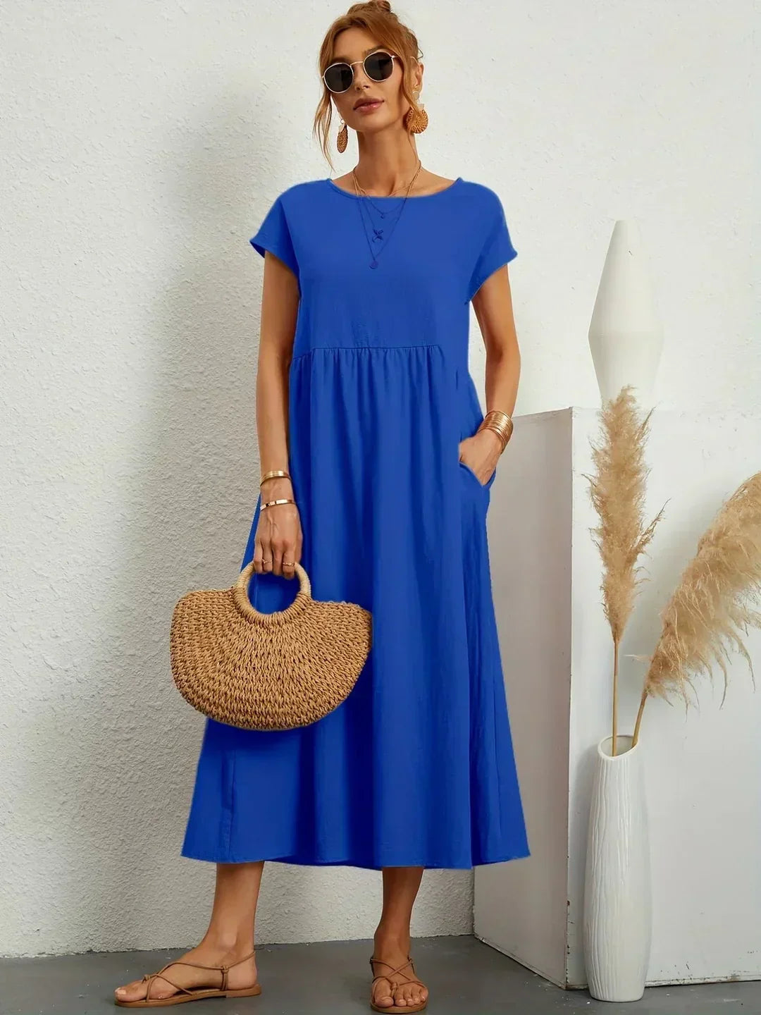 Damen Fliessendes Elegantes Midi Kleid