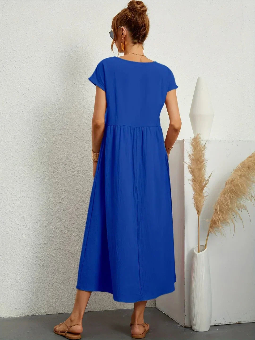 Damen Fliessendes Elegantes Midi Kleid