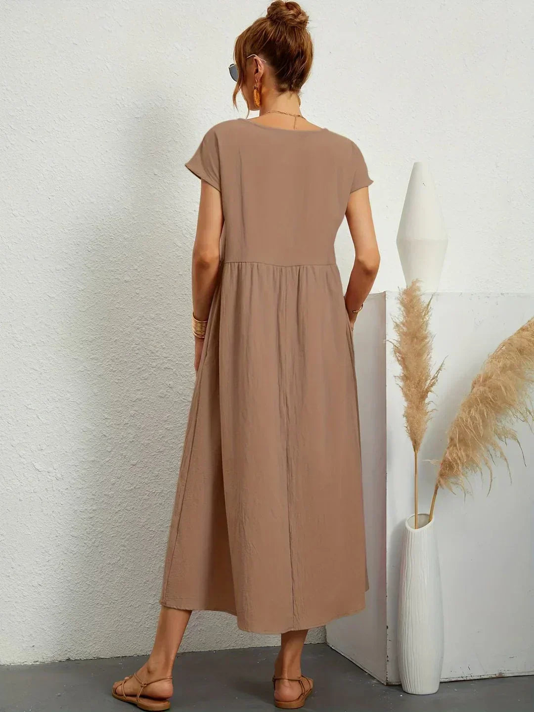 Damen Fliessendes Elegantes Midi Kleid