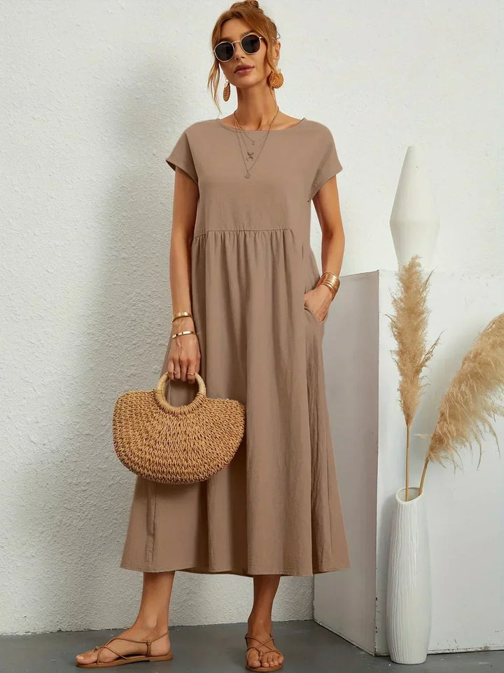 Damen Fliessendes Elegantes Midi Kleid