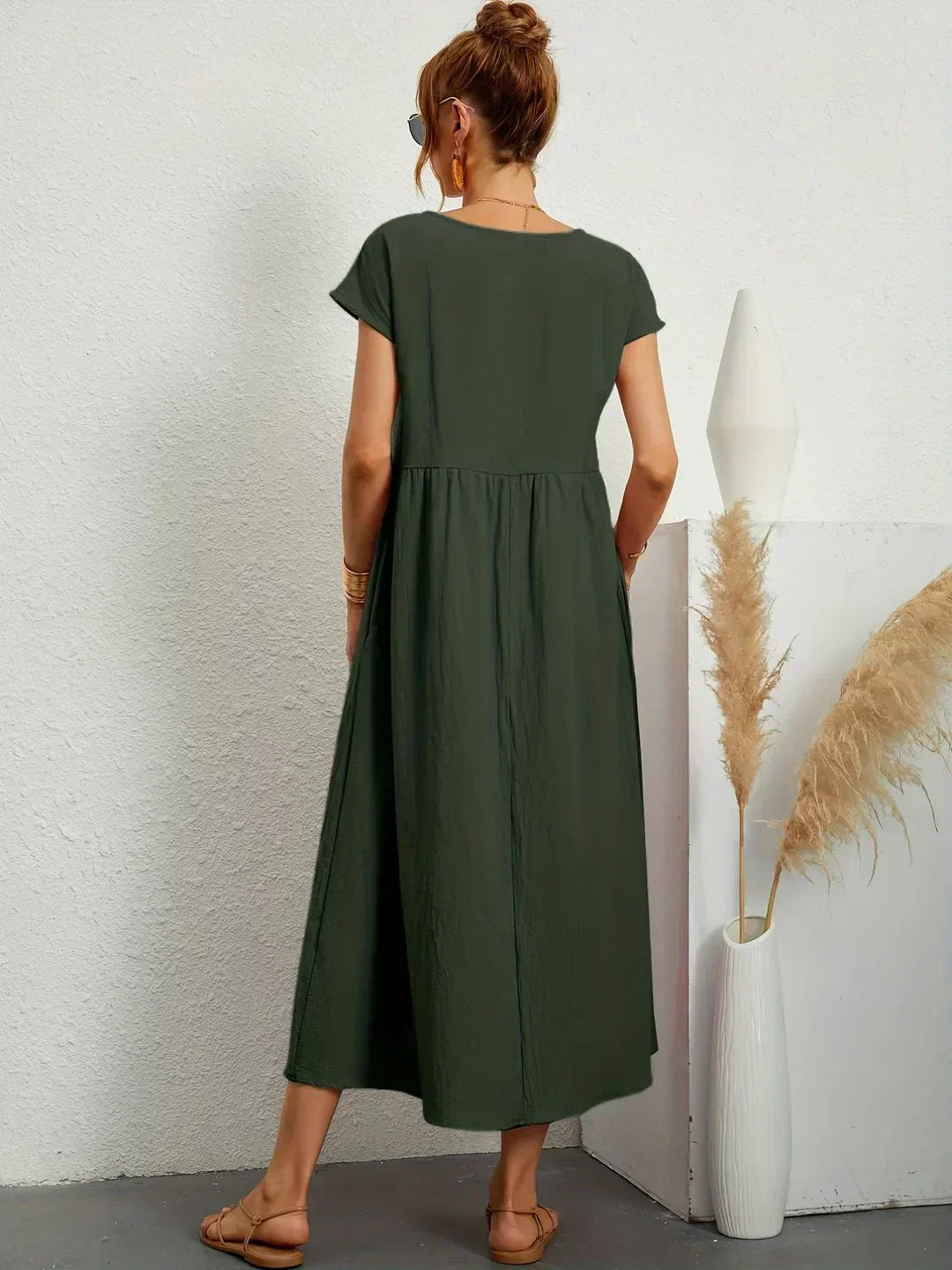 Damen Fliessendes Elegantes Midi Kleid