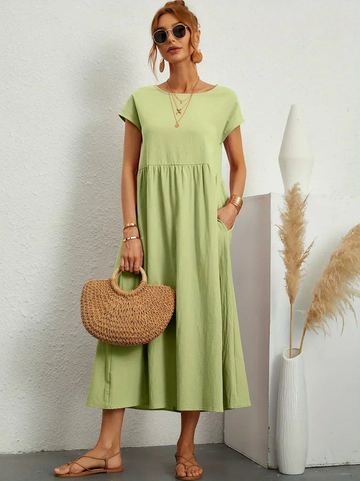 Damen Fliessendes Elegantes Midi Kleid