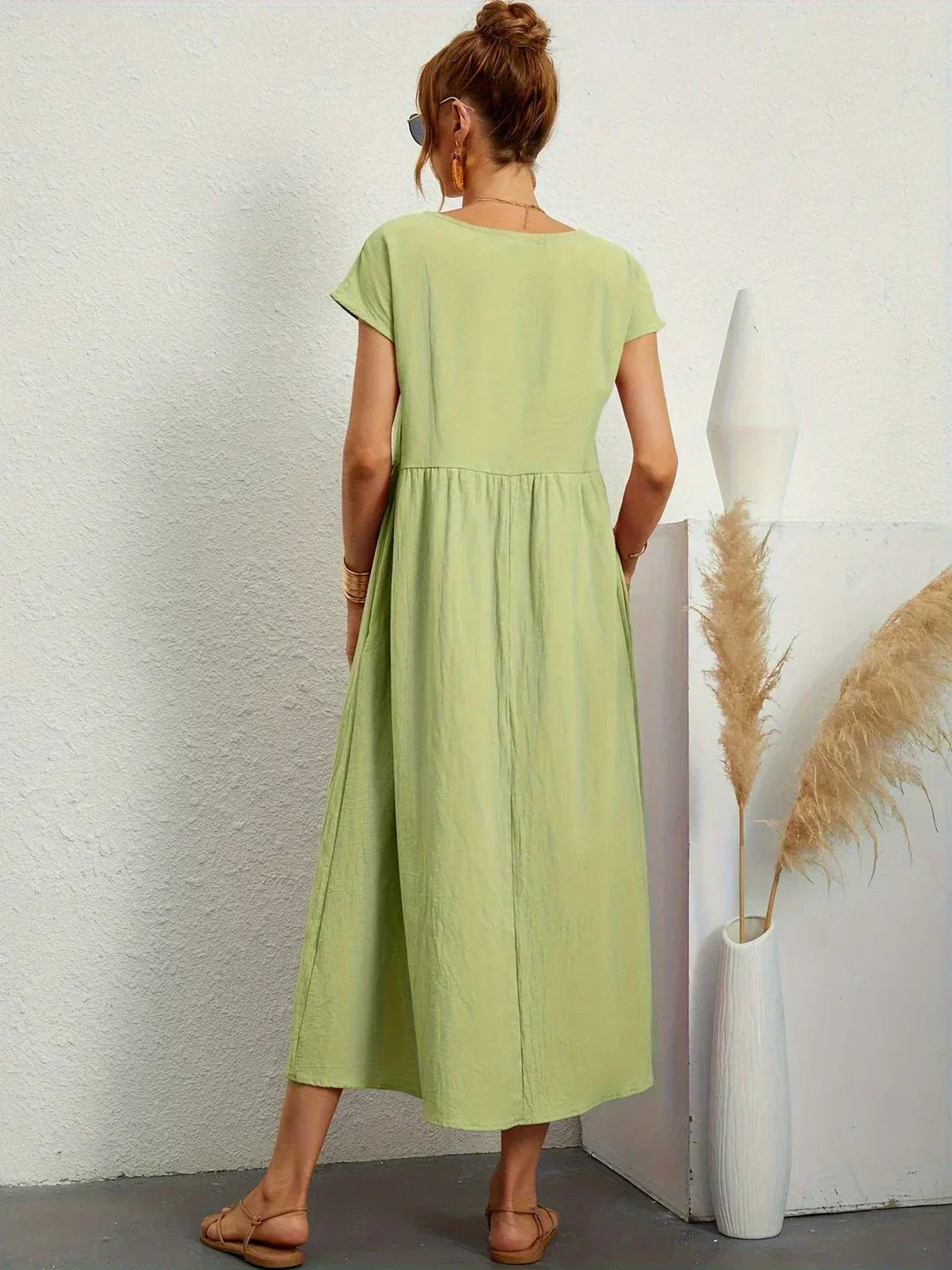 Damen Fliessendes Elegantes Midi Kleid