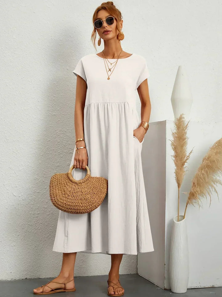 Damen Fliessendes Elegantes Midi Kleid
