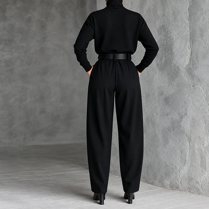 Eleganter Zweiteiler mit Rollkragen und Hose mit hohem Bund