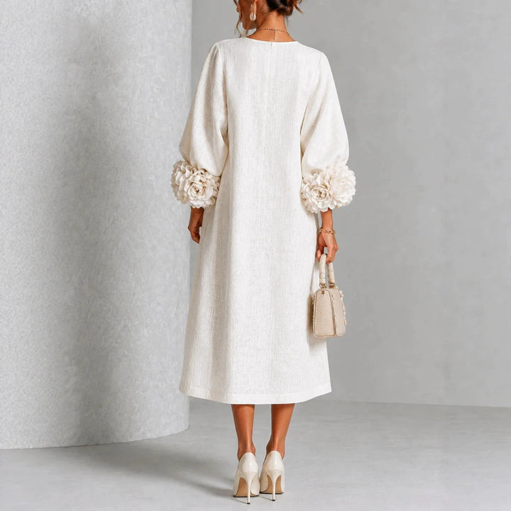 Midi Kleid Mit Knopfleiste Und Rosettenmanschetten