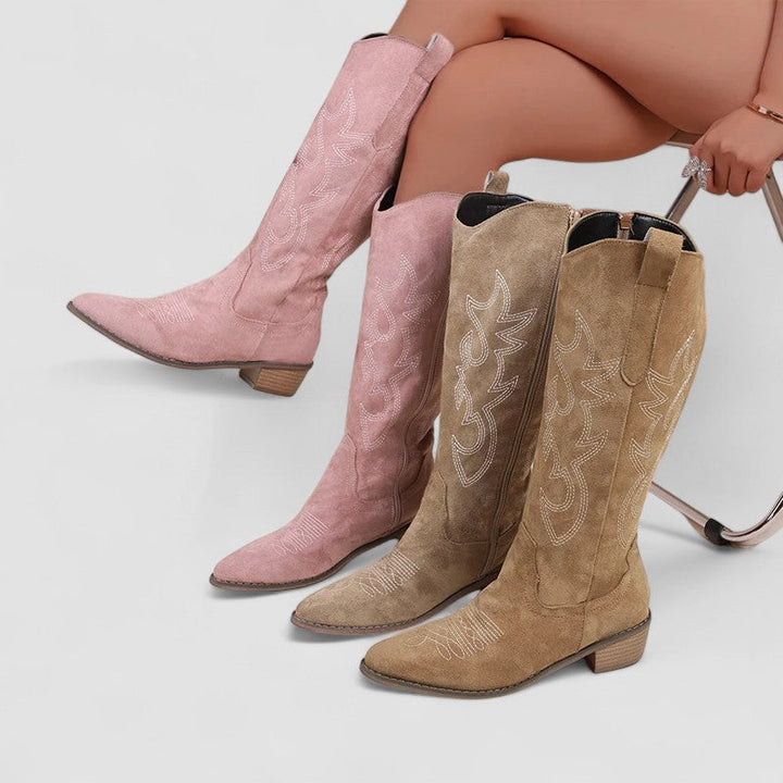 Damen Zeitlose Westernstiefel Mit Absatz