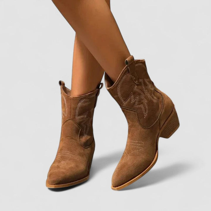 Damen Bestickte Western Stiefeletten