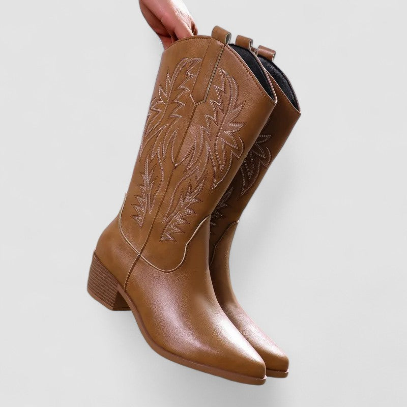 Damen Bestickte Klassische Cowboystiefel