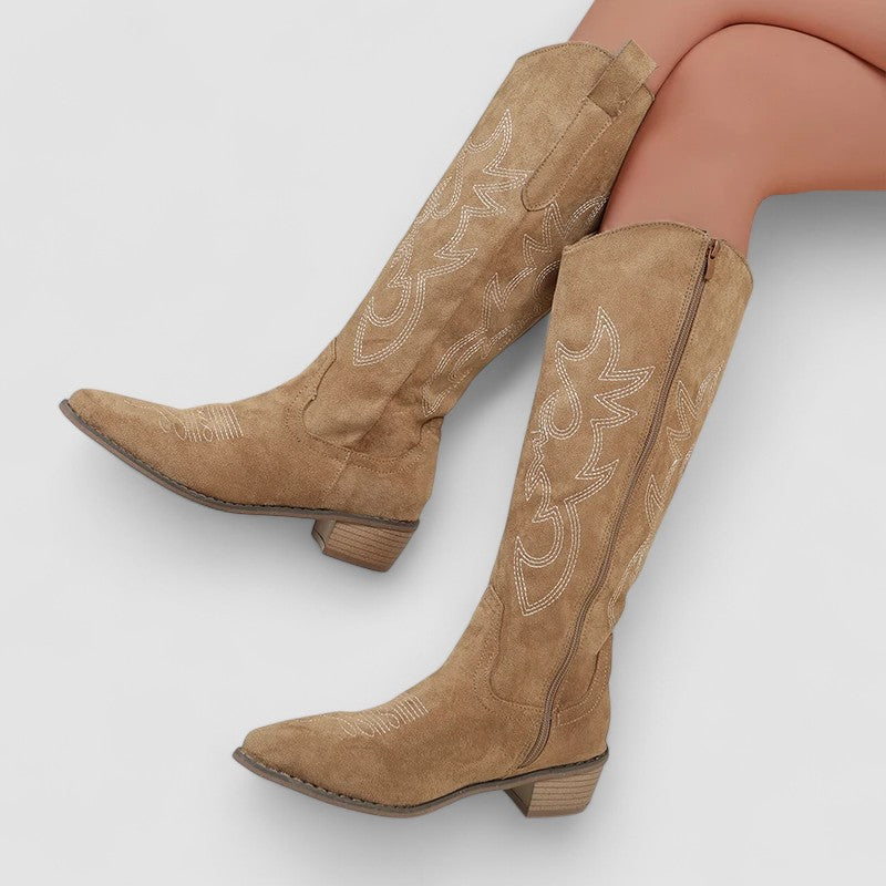 Damen Zeitlose Westernstiefel Mit Absatz