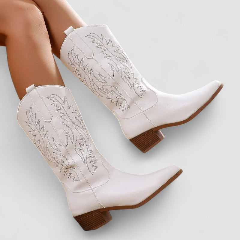 Damen Bestickte Klassische Cowboystiefel