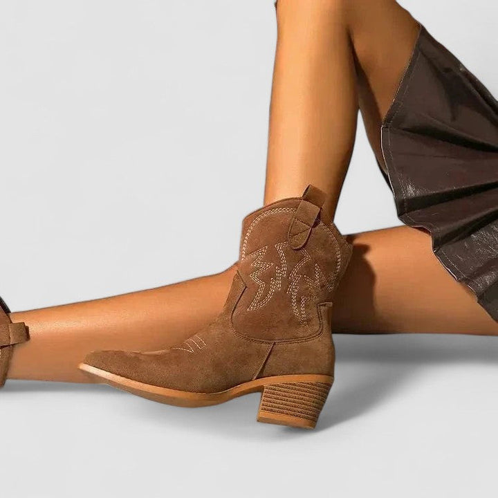 Damen Bestickte Western Stiefeletten