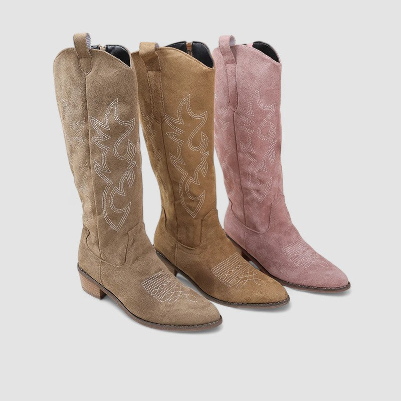 Damen Zeitlose Westernstiefel Mit Absatz