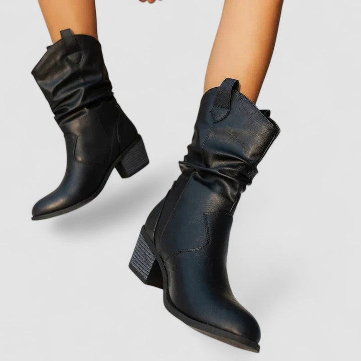 Damen Slouch Stiefel Mit Absatz