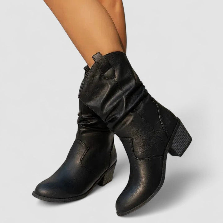 Damen Slouch Stiefel Mit Absatz