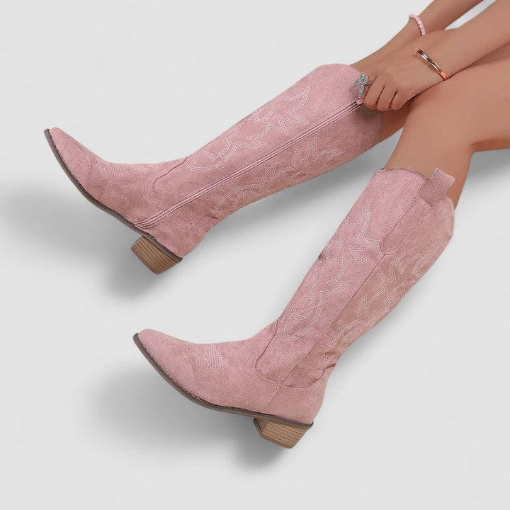 Damen Zeitlose Westernstiefel Mit Absatz