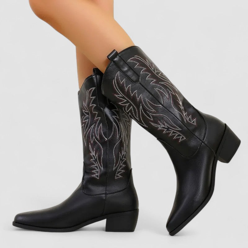 Damen Bestickte Klassische Cowboystiefel