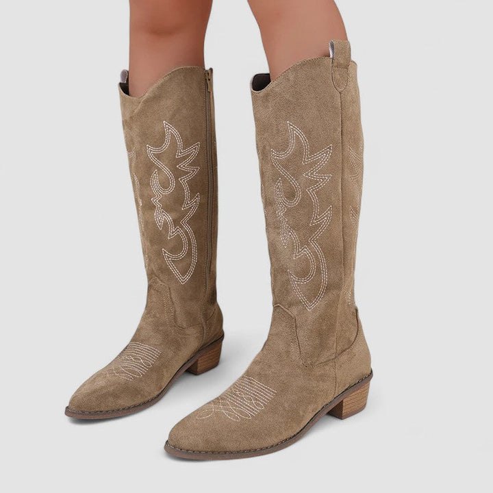 Damen Zeitlose Westernstiefel Mit Absatz