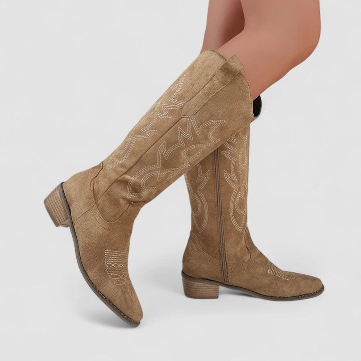Damen Zeitlose Westernstiefel Mit Absatz