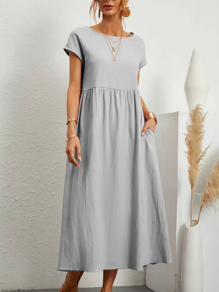 Damen Fliessendes Elegantes Midi Kleid
