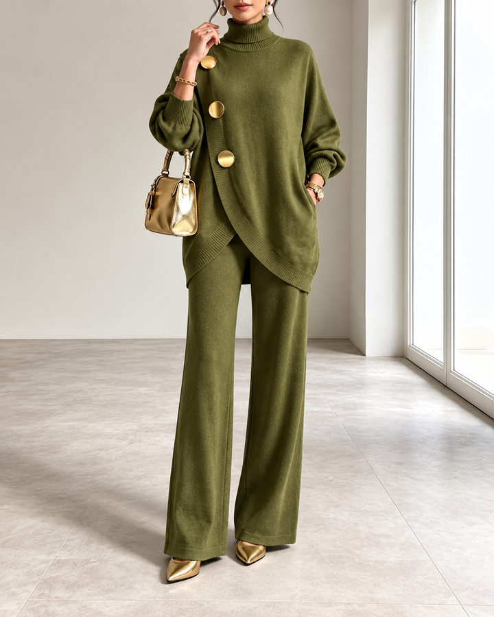 Damen Bequemes Zweiteiliges Set mit Rollkragenpullover