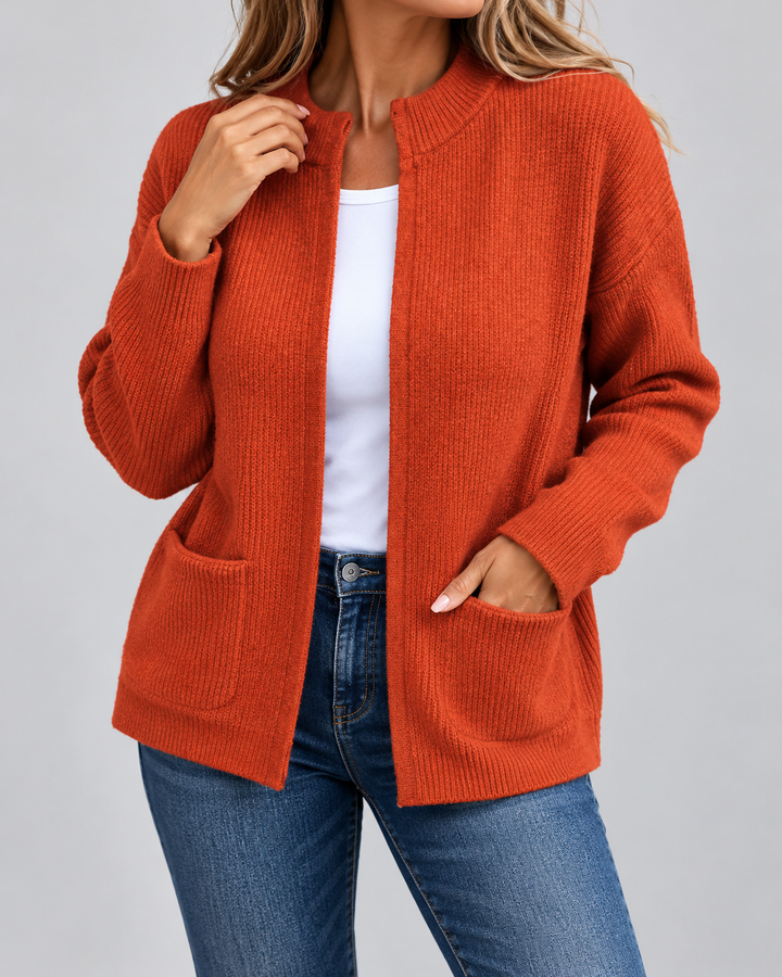 Damen Elegante Strickweste mit Taschen