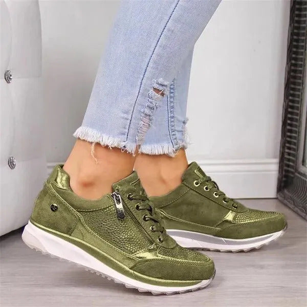Damen Bequeme Freizeitschuhe mit Reißverschluss