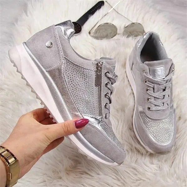 Damen Bequeme Freizeitschuhe mit Reißverschluss