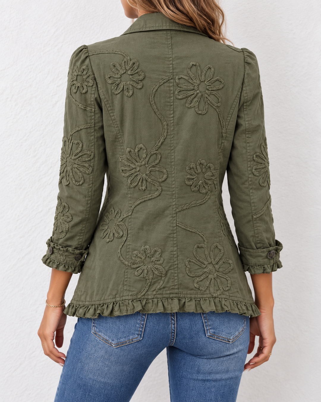 Damen Boho Utility Jacke Mit Blumenstickerei