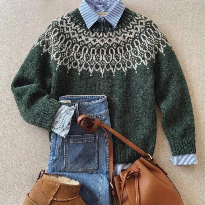 Damen Klassischer Strickpullover mit Muster