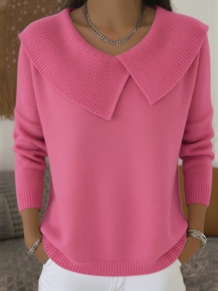 Damen Warmer Pullover Mit Weichem Kragen