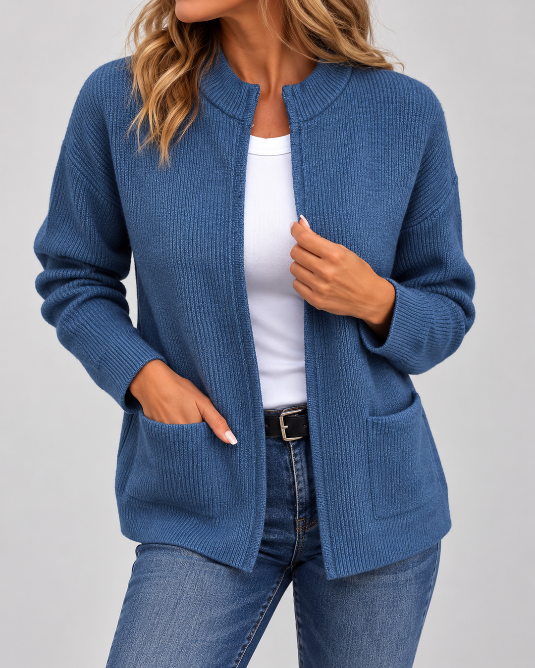 Damen Elegante Strickweste mit Taschen