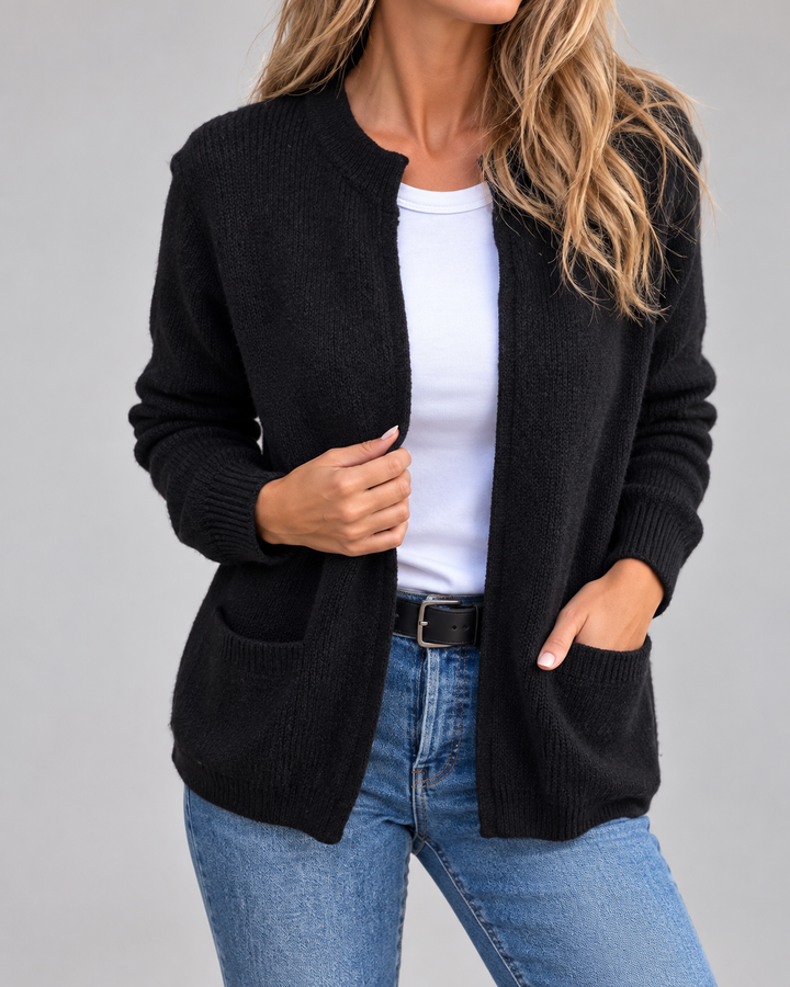 Damen Elegante Strickweste mit Taschen