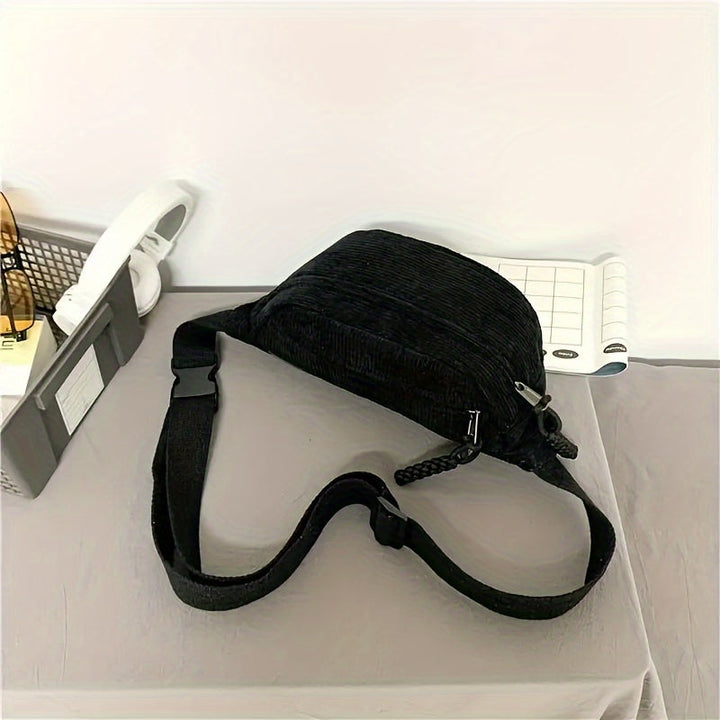 Gerippte Schultertasche – Salbeigrün