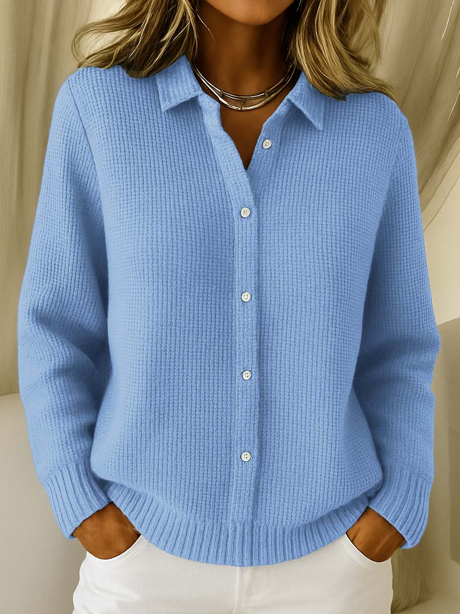 Damen Texturierte Strickjacke Mit Knöpfen