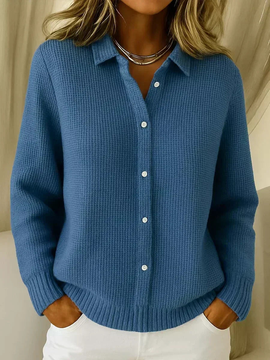 Damen Texturierte Strickjacke Mit Knöpfen