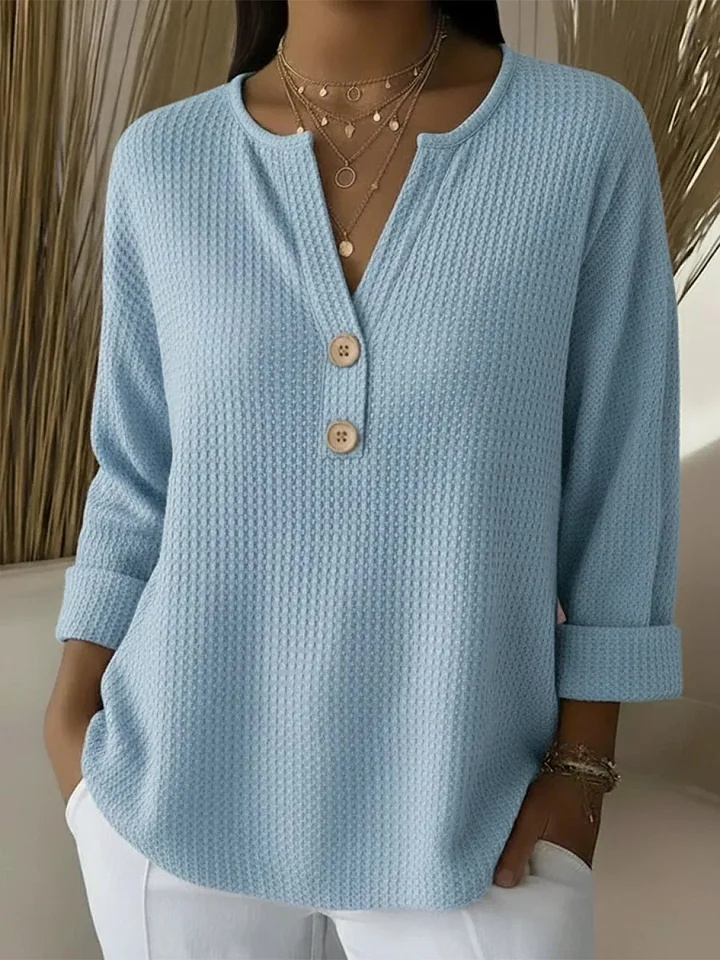Damen Henley Mit Knopfleiste Shirt